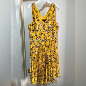Banana Republic Yellow Floral Pleated Dress (8)
